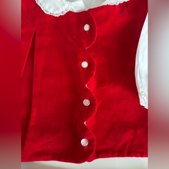 Vintage Tiny Tots Red Velvet Long sleeve outfit - Picture 4 of 5